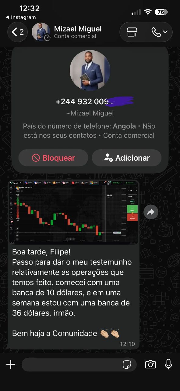 Print de conversa no WhatsApp com aluno - depoimento 3