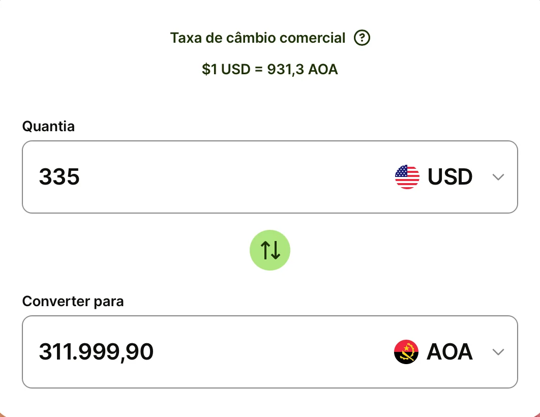 Conversão USD para AOA