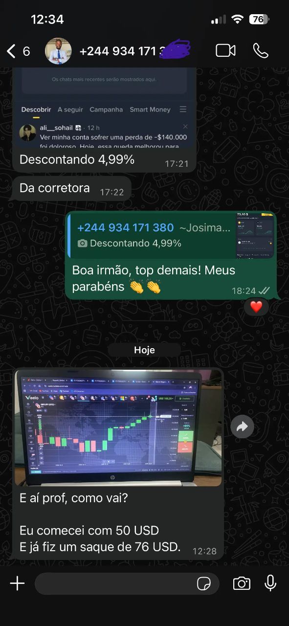 Print de conversa no WhatsApp com aluno - depoimento 2
